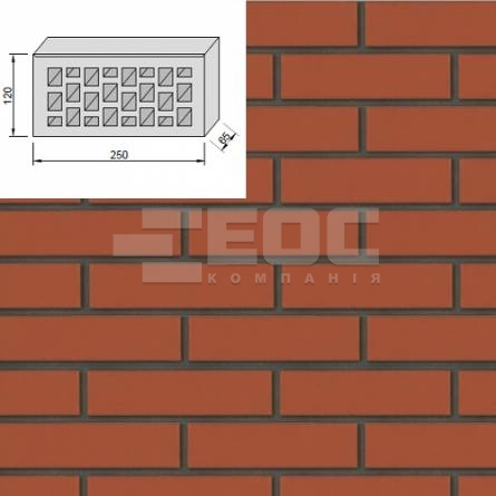 Лицевой кирпич Евротон Красный 250х120х65