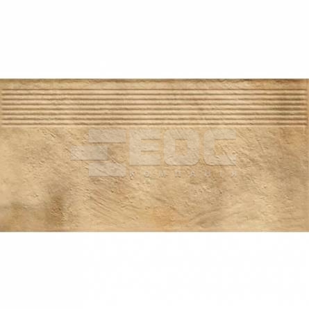 Клинкерная ступень матовая рифленая структурная Eremite Sand 300х600х8,5 Paradyz