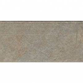 Клинкерная ступень матовая рифленая структурная Eremite Taupe 300х600х8,5 Paradyz