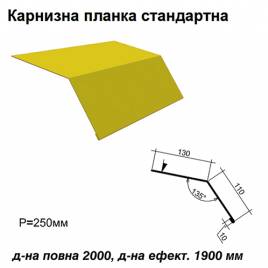 Карнизная планка стандартная RAL 1021 PE 0,45 мм