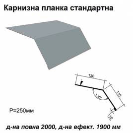 Карнизная планка стандартная RAL 7000 PE 0,5 мм