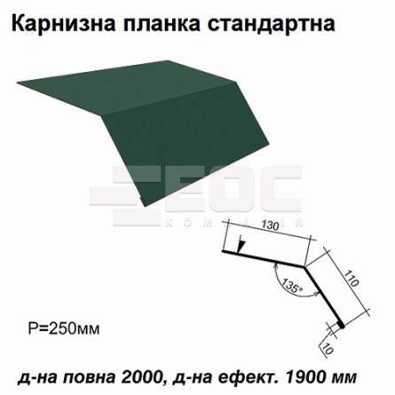 Карнизна планка стандартна RAL 011 PURMAT 0,5 мм