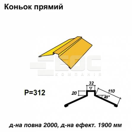Коньок прямий RAL 1021 PE 0,5 мм