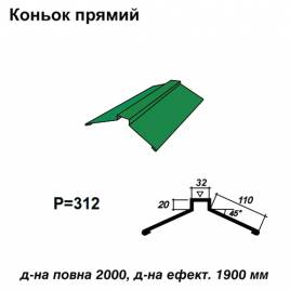 Конек прямой RAL 6002 PE 0,5 мм