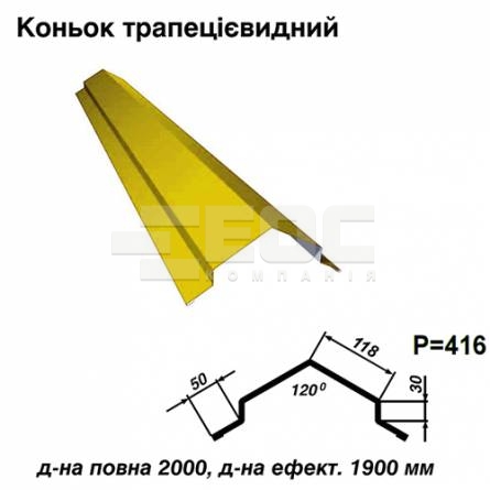 Конек трапециевидный RAL 1021 PE 0,45 мм