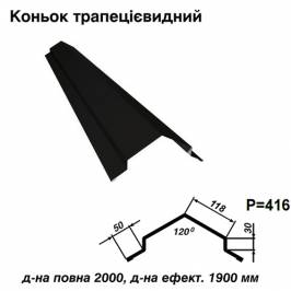 Коньок трапецієвидний RAL 9005 PE 0,45 мм