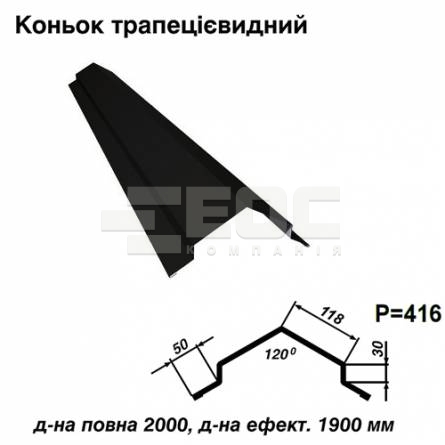 Коньок трапецієвидний RAL 9005 PE 0,5 мм