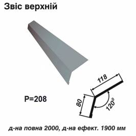 Звіс верхній RAL 7000 PE 0,5 мм