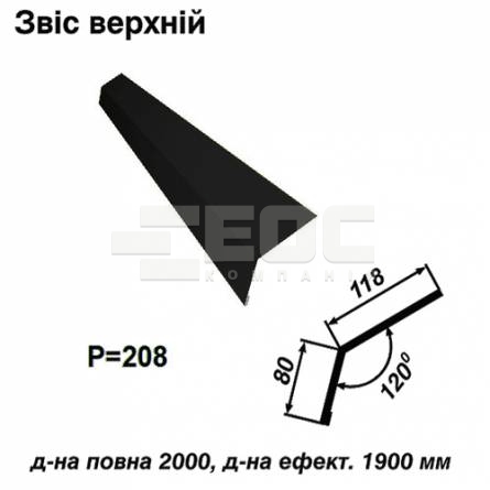 Звіс верхній RAL 9005 PE 0,45 мм