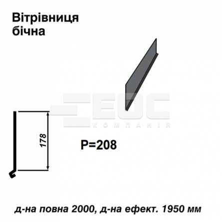 Вітрова планка бічна RAL 7024 PE 0,5 мм