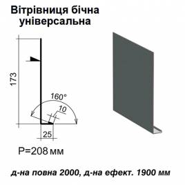 Ветровая планка боковая универсальная RAL 023 PURMAT 0,5 мм