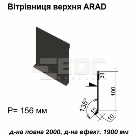 Ветровая планка верхняя ARAD RAL 033 PURMAT 0,5 мм
