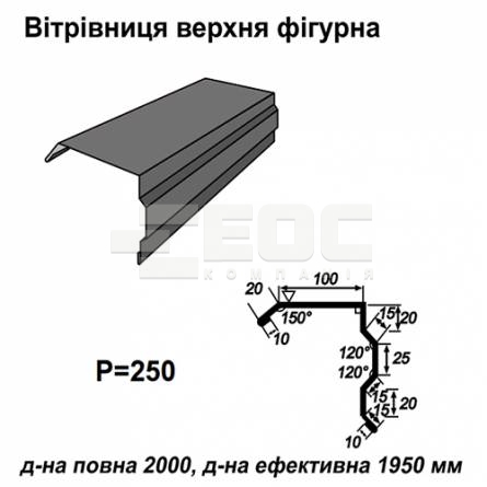Вітрова планка фігурна RAL 7024 PE 0,5 мм