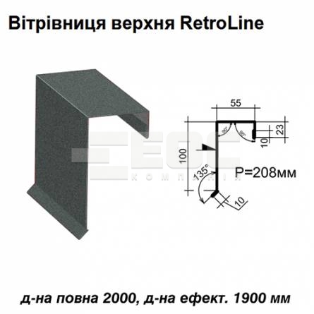 Вітрова планка верхня Retroline RAL 023 PEMA 0,45 мм