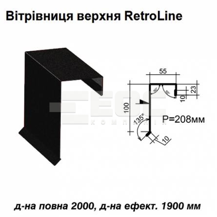 Вітрова планка верхня Retroline RAL 033 PEMA 0,45 мм