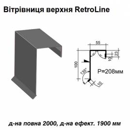 Ветровая планка верхняя Retroline RAL 7024 PE 0,5 мм