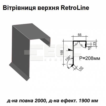 Вітрова планка верхня Retroline RAL 7024 PE 0,5 мм