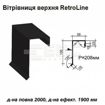 Ветровая планка верхняя Retroline RAL 9005 PE 0,5 мм