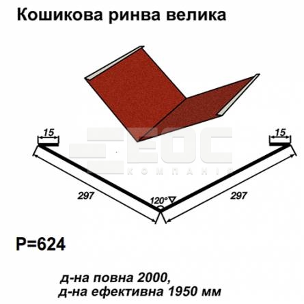 Ендова большая RAL 028 PEMA 0,5 мм
