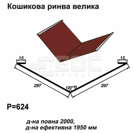 Ендова большая RAL 3009 PE 0,45 мм