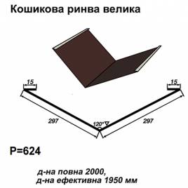 Ендова большая RAL 8017 PE 0,5 мм