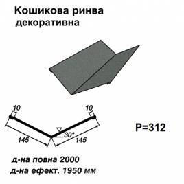 Кошикова ринва декоративна RAL 023 PEMA 0,45 мм  