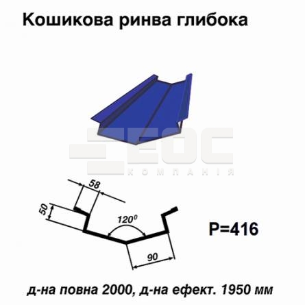 Ендова глубокая RAL 5010 PE 0,45 мм