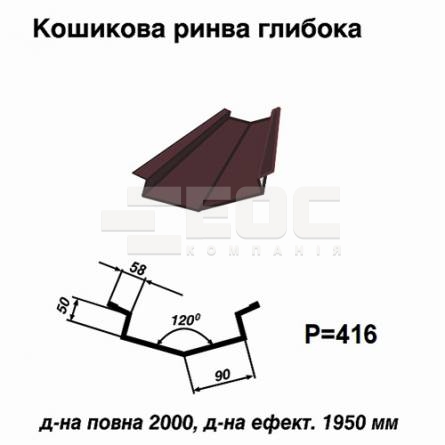 Кошикова ринва глибока RAL 8016 PE 0,45 мм