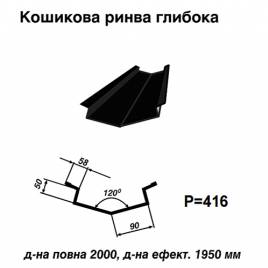 Ендова глубокая RAL 9005 PURLAK 0,5 мм