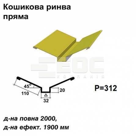 Ендова глубокая прямая RAL 1021 PE 0,5 мм