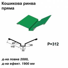 Ендова глубокая прямая RAL 6002 PE 0,45 мм