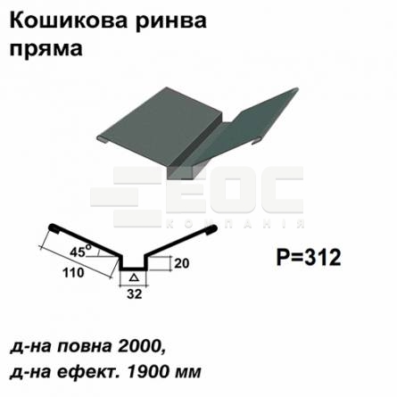 Кошикова ринва пряма RAL 023 PURMAT 0,5 мм  