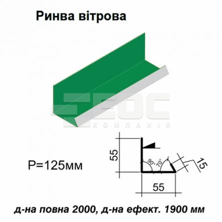Ендова ветровая RAL 6002 PE 0,5 мм