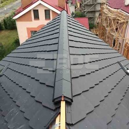 Керамическая черепица Изумруд антрацитовая ангобированная