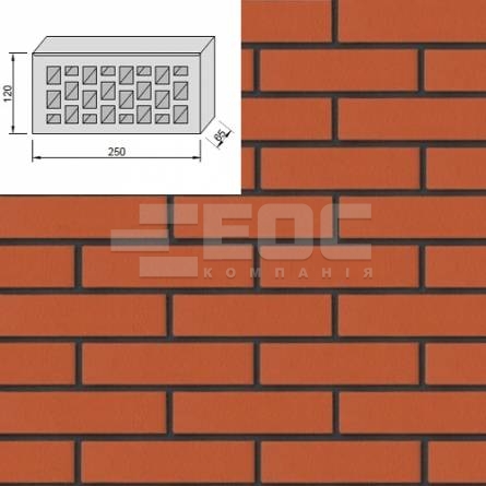 Клинкерный кирпич Евротон Бордо 250х120х65