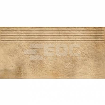 Клинкерная ступень матовая рифленая структурная Eremite Sand 300х600х8,5 Paradyz