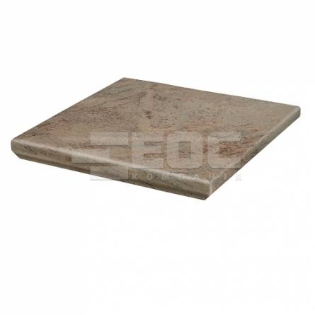 Клинкерная угловая ступень с капиносом Paradyz Mattone Pietra Ochra 330х330х38