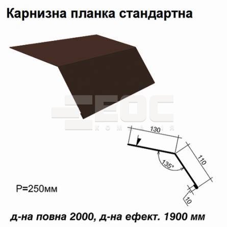 Карнизная планка стандартная RAL 8017 PE 0,45 мм