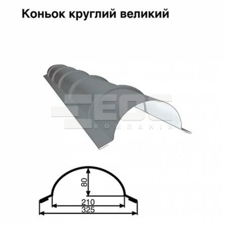 Конек большой круглый RAL 7000 PE 0,45 мм