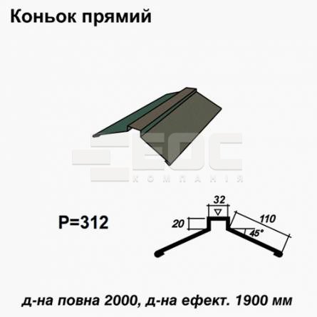 Конек прямой RAL 011 PURMAT 0,5 мм