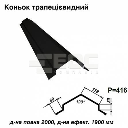 Конек трапециевидный RAL 9005 PE 0,45 мм