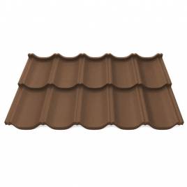 Двухтайловая модульна металочерепиця TUR RAL 8017 РURMAT 0,5 мм.