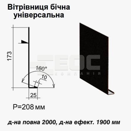 Вітрова планка бічна універсальна RAL 033 PEMA 0,45 мм 