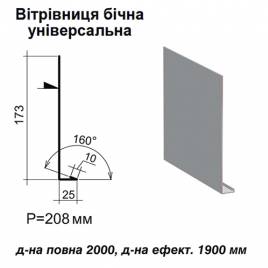 Ветровая планка боковая универсальная RAL 7000 PE 0,45 мм