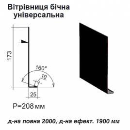 Ветровая планка боковая универсальная RAL 9005 PE 0,45 мм
