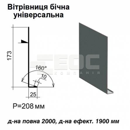 Ветровая планка боковая универсальная RAL 023 PURMAT 0,5 мм