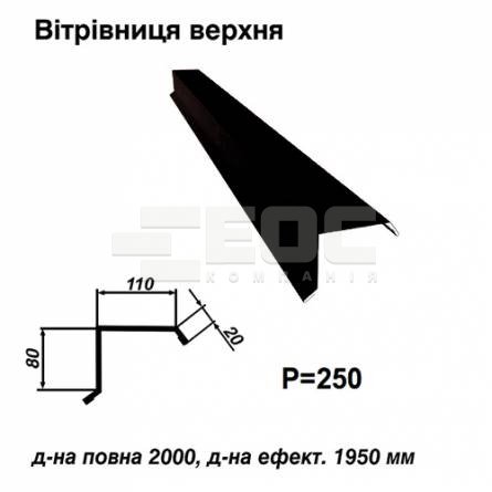 Ветровая планка верхняя RAL 9005 PE 0,5 мм