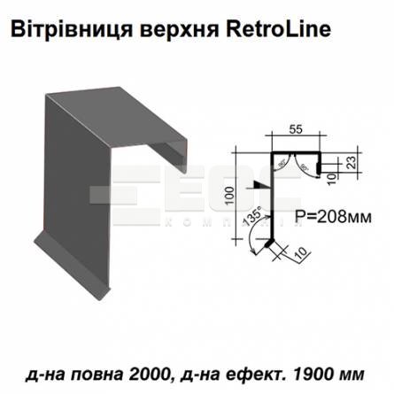 Ветровая планка верхняя Retroline RAL 7024 PE 0,5 мм
