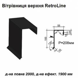 Ветровая планка верхняя Retroline RAL 9005 PE 0,5 мм