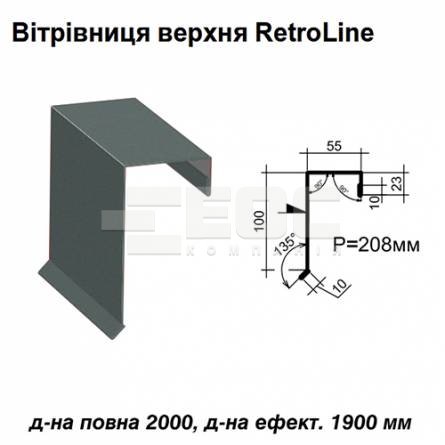 Вітрова планка верхня Retroline RAL 023 PURMAT 0,5 мм